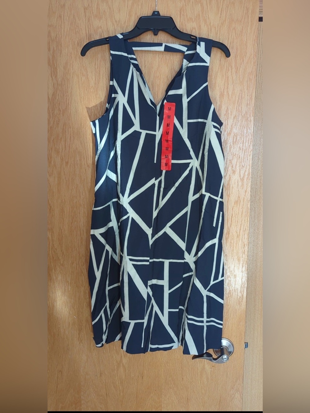 NWT Banana Republic Navy White Geometric Print Knee-Length Dress  size M